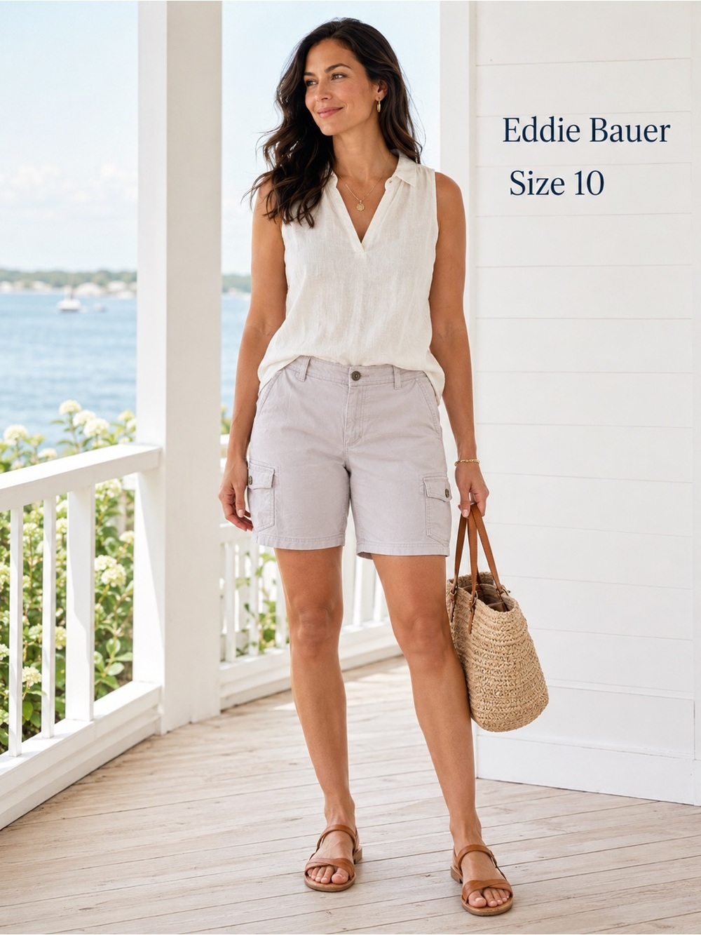 Eddie Bauer Size 10 Dusty Blush Pink Cargo Shorts Cotton Stretch 7”